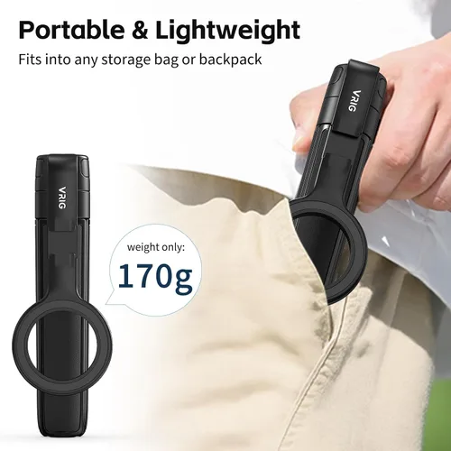 Miniatura 7 de VRIG TP-27 - Trípode magnético para selfie para iPhone con zapata fría, soporte giratorio de 360 grados para teléfono de viaje para grabación