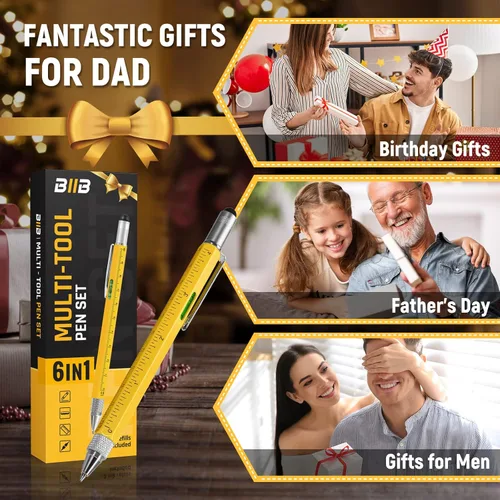 Miniatura 5 de BIIB Bolígrafo multiherramienta 6 en 1, regalos para hombre, para papá, novio, marido, aniversario, cumpleaños, día del padre, regalo para hombres