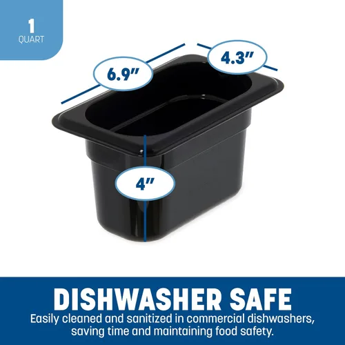 Miniatura 4 de Carlisle FoodService Products Pan plástico para alimentos 1/9 tamaño 4 pulgadas profundo claro Transparente