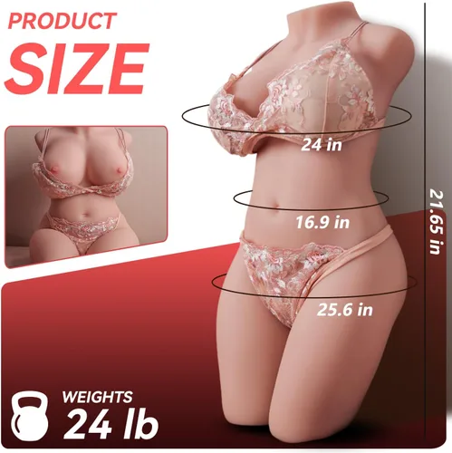 Miniatura 2 de Muñecas sexuales realistas de 24 libras para hombres, masturbador masculino de TPE 3 en 1 con pechos suaves, trasero grande y anal y vaginal