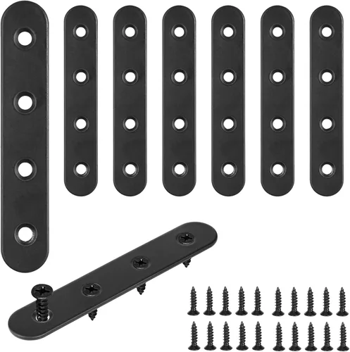 Miniatura 33 de Soporte plano de 1.575 x 0.630 x 0.079 in, soporte recto de acero inoxidable, soporte recto de metal, soporte recto negro, placa de unión