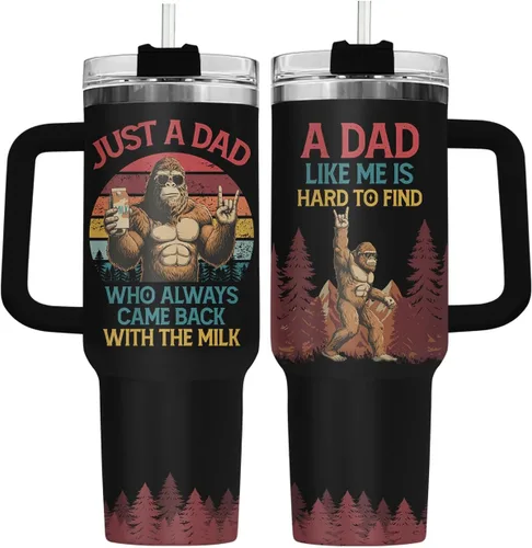 Miniatura 24 de 34HD Regalos de cumpleaños para el Día del Padre, de parte de su hija o hijo, taza de viaje aislada para 50 cumpleaños, clásico de 40 onzas con asa