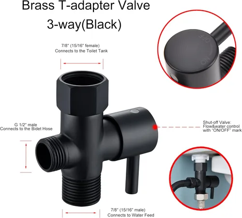 Miniatura 4 de Pulverizador de bidé de inodoro negro mate, accesorio rociador con manguera de acero inoxidable para higiene personal, rociador de inodoro de mano