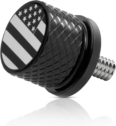 Tornillos de asiento trasero de acero inoxidable negro moleteado con patrón de bandera estadounidense, grado de 1/4 "-20 roscas de montaje rápido