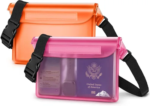 Miniatura 14 de HEETA Paquete de 2 bolsas impermeables, sensibles a la pantalla táctil, bolsa seca impermeable con correa ajustable para la cintura, mantiene tu