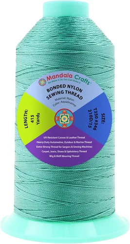 Miniatura 166 de Mandala Crafts - Hilo de nailon para coser cuero, tapicería, mezclilla y para trenzar el pelo; resistente, 1500 yardas, tamaño 69 T70 Marrón