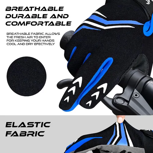 Miniatura 3 de BEAST RAGE Full Finger Cycling Gloves with Padding for Men Women, Anti-Slip, Shock Absorbing, Breathable, Touchscreen Mountain Bike Gloves for BMX