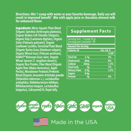 Miniatura 2 de Green Power - Polvo orgánico de superalimentos verdes – Espirulina y Clorella con probióticos, energía y apoyo inmunológico, salud digestiva – Sin
