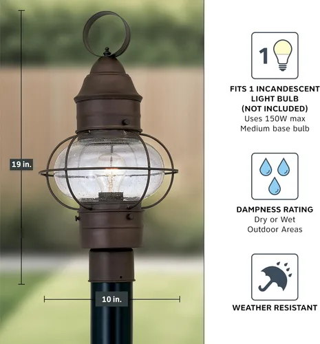 Miniatura 4 de Designers Fountain 1766-RT Nantucket - Farol de poste para exteriores, 10 pulgadas, Rustique