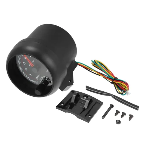 X AUTOHAUX Kit de medidor de tacómetro retroiluminado LED blanco de 0-8000 RPM para coche, color negro mate, universal con luz de cambio roja