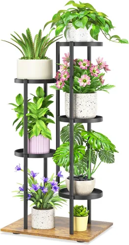 Miniatura 29 de iDavosic.ly Soporte para plantas con luz de cultivo para interiores y exteriores, estante de flores de metal de 4 niveles para macetas grandes