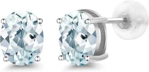 Miniatura 193 de Gem Stone King Aretes de oro de 14 quilates con piedra natal ovalada de 0.315 x 0.236 in Aretes de oro para mujer