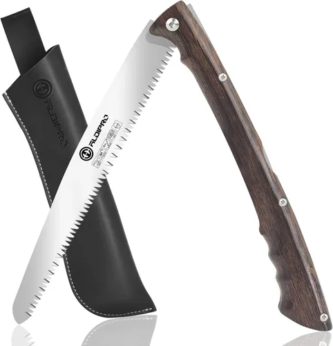 Miniatura 10 de ALDIPRO Sierra de mano plegable de 7 pulgadas con mango de madera de wengué auténtica y funda de cuero marrón de alta calidad, sierra de podar