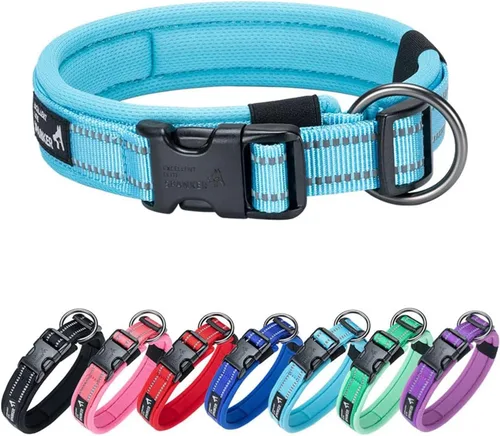 Miniatura 9 de EXCELLENT ELITE SPANKER Collar reflectante para perro, clásico, suave, acolchado, de nailon transpirable, ajustable, con hebilla de liberación
