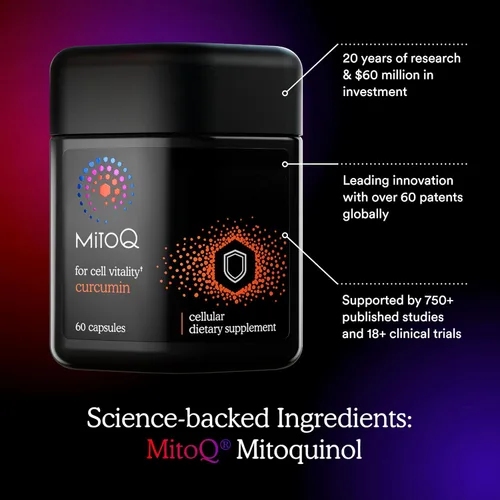 Miniatura 4 de MitoQ Curcumina Longvida Fórmula Lipidada Antioxidante dirigido a mitocondrias Curcumina de forma libre ultra biodisponible y acción sostenida, 60