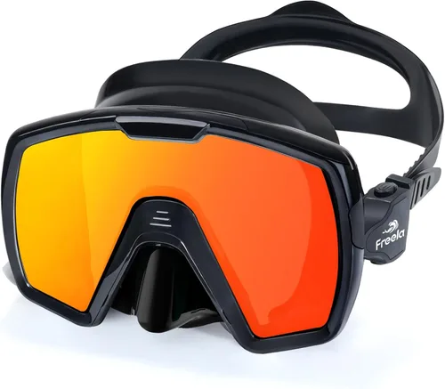 Freela Gafas de natación para adultos con cubierta para la nariz, vidrio templado, antivaho impermeable, 180°, visión amplia transparente, para