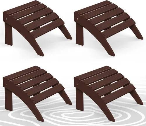Miniatura 13 de Briopaws Otomana Adirondack plegable, silla Adirondack de polietileno de alta densidad resistente a la intemperie, reposapiés de plástico para Blanco