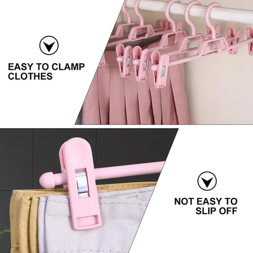 Miniatura 8 de DOITOOL Paquete de 10 perchas antideslizantes rosas para pantalones con clips ajustables, clips de plástico retráctiles para el hogar