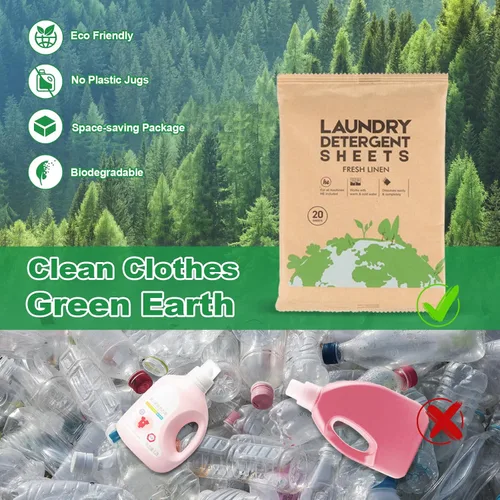 Miniatura 4 de Hoja de detergente para ropa, tiras de lavado ecológicas e hipoalergénicas, ingredientes naturales, ultraconcentrado, listo para viajar, sin jarra