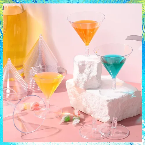 Miniatura 5 de Rtteri 250 vasos de Martini de plástico desechables de 2 onzas, mini vasos de margarita transparentes para bodas, fiestas, vino, cócteles, bebidas