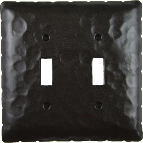 Cubierta de placa de interruptor de palanca doble de hierro forjado Rancho rústico EPH44 (bronce)