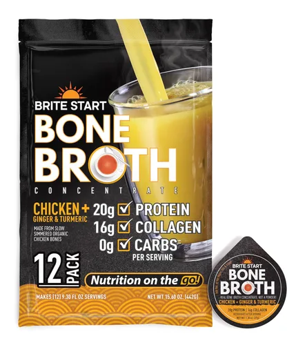 Miniatura 21 de Brite Start Caldo de hueso - Caldo de hueso de pollo - 4 unidades - Concentrado apto para dieta cetogénica empaquetado con 0.66 oz de colágeno, 0.71