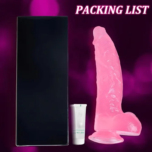 Miniatura 8 de Consolador rosa de 9 pulgadas, enorme consolador grueso con fuerte ventosa para jugar con manos libres, juguete para adultos para punto G vaginal