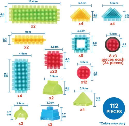 Miniatura 7 de Battat Bloques de cerdas - Bloques de construcción entrelazados STEM - Juego de 36 piezas - Juguetes de desarrollo para niños pequeños y niños
