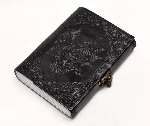 AzureGreen Libro de páginas en blanco de doble dragón, hecho a mano, de cuero, sin forro, diario de 5 x 7 pulgadas