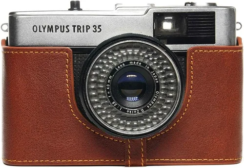 Miniatura 10 de Trip 35 - Funda de piel auténtica hecha a mano para cámara Olympus Trip 35 con correa de mano (negro)