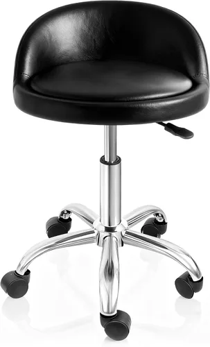 SUPER DEAL Silla giratoria hidráulica ajustable para salón, taburete de masaje facial, tatuaje, spa médico con respaldo y ruedas, color negro