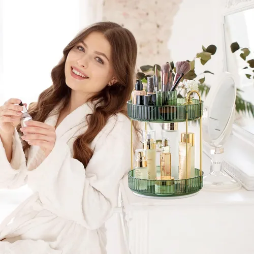 Miniatura 5 de MGBPEI Organizador de maquillaje giratorio de 360°, bandejas de baño, organizador de encimera, carrusel de maquillaje, estante giratorio de gran