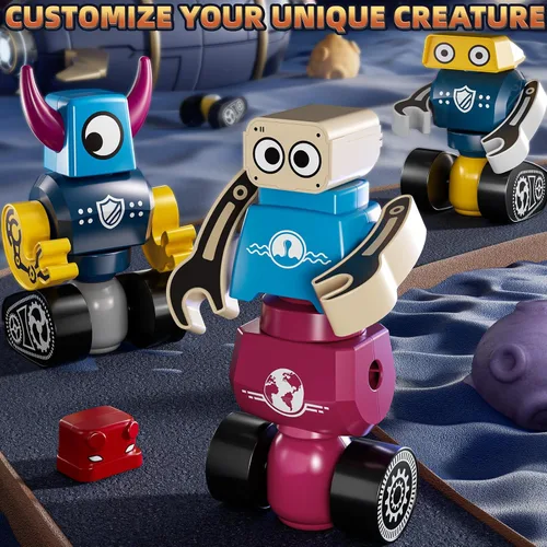 Miniatura 4 de Juguetes de Construcción de Robots Magnéticos para Niños de 3-5 4-8 años - 36 PIEZAS Juegos de Monstruos, Juego de Construcción de Robots Apilables