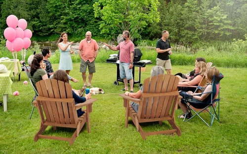 Miniatura 9 de Silla Adirondack plegable de madera de gran tamaño con respaldo y tabla de asiento premontados, silla de descanso para patio al aire libre, jardín