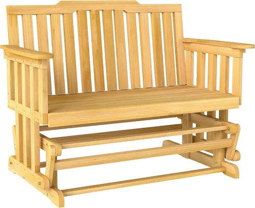 Miniatura 10 de Outsunny Banco de columpio para patio para 2 personas con diseño de secado rápido y reposabrazos anchos, mecedora de madera para patio trasero, Negro