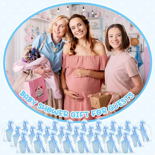Miniatura 4 de CTOSREE 250 piezas de recuerdos para bebés, incluye bolígrafos, llaveros de ángel, bolsos, tarjetas para baby shower, revelación de género