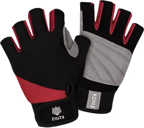 Miniatura 9 de FitsT4 Sports Guantes de medio dedo con palma acolchada para buceo, vela, moto acuática, paddle surf, kayak y esquí acuático, adecuado para hombres