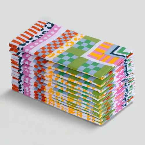 Miniatura 37 de Fingercraft - Juego de 12 servilletas de tela de mezcla de algodón y lino, con estampado, perfecta para fiestas, cenas, bodas, cócteles y Navidad