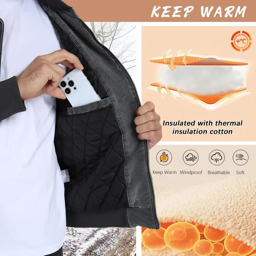 Miniatura 6 de Oymyakon Chaqueta bomber acolchada para hombre, lavada para otoño e invierno, cálida, chaquetas militares informales, abrigos acolchados