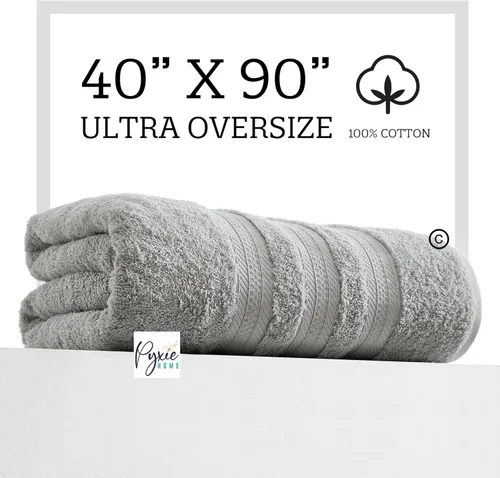 Miniatura 5 de Tamaño grande - Toalla de baño extra grande - Toalla de baño ultra extragrande - 100% algodón - COLOR GRIS