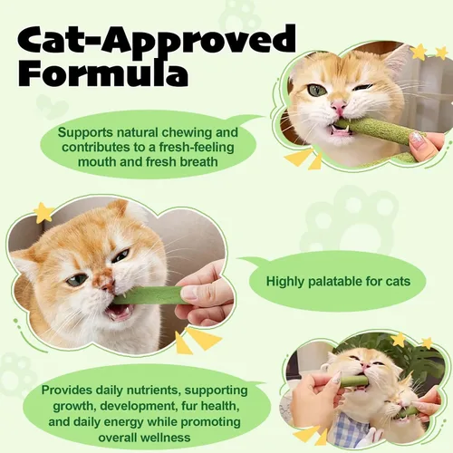 Miniatura 6 de Palitos de hierba para gatos liofilizados para dentición, alto contenido de carne para control de bolas de pelo y masticables de salud dental