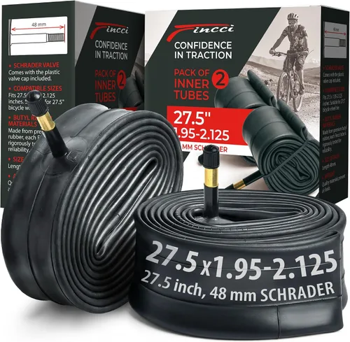 Miniatura 10 de Fincci Pair 27.5 x 1.95-2.125 Inch Bike Inner Tubes 48mm Schrader or Presta Valve Inner Tube for Mountain MTB Road Hybrid Bicycle - Pack of 2
