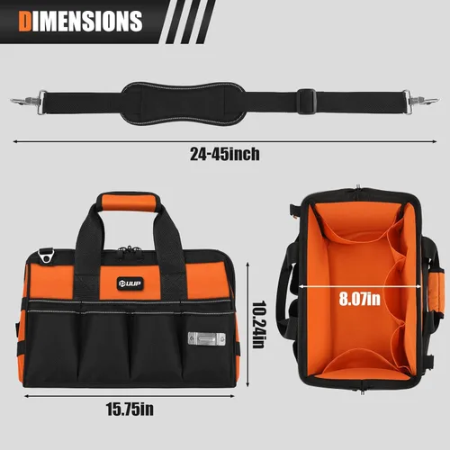 Miniatura 2 de UUP Bolsa de herramientas resistente de 15 pulgadas, 16 bolsillos, portátil, suave, organizador de almacenamiento, asa táctica de transporte, caja