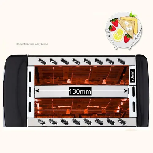 Miniatura 3 de Tostadora delgada de 2 rebanadas, tostadora de pan compacta de acero inoxidable con ranuras anchas emergentes automáticas y bandeja para migas