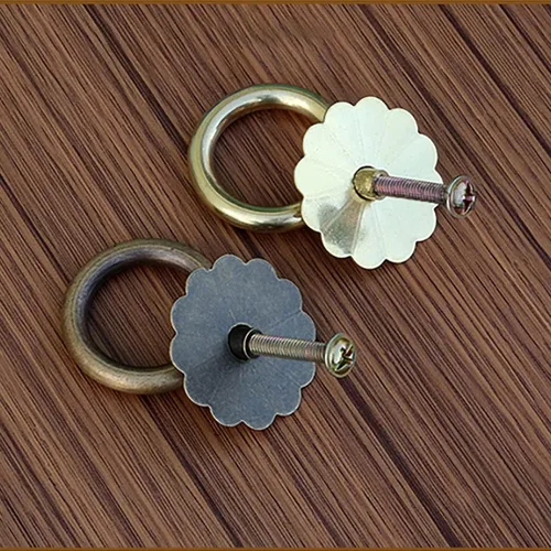 Miniatura 3 de 4 tiradores de anillo de latón antiguo con manija para armarios de cocina, armario, cajón, muebles vintage, anillo de tracción de estilo vintage