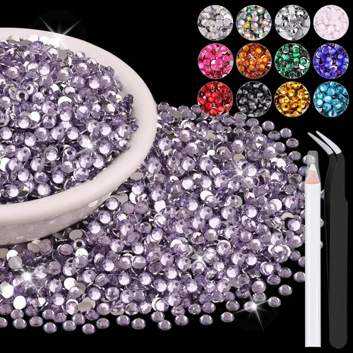Miniatura 11 de 12000 diamantes de imitación de resina de 0.079 pulgadas a granel para manualidades (transparente), cristales deslumbrantes con parte trasera plana