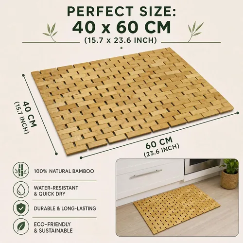 Miniatura 7 de HJJKKH Tapete de baño de rayón derivado de bambú de 15.7 x 23.6 pulgadas, antideslizante y plegable, tapete de baño para baño, bañera, ducha, sauna