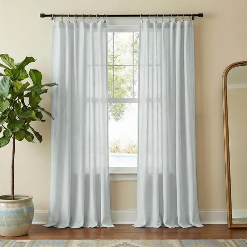 Miniatura 30 de NICETOWN Cortinas de lino grueso para dormitorio, privacidad añadida, bolsillo para barra y pestaña trasera, no se transparentan, mezcla de lino