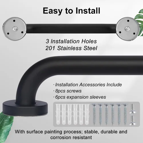 Miniatura 3 de supregear Barras de agarre para pared, mango de ducha de baño para personas mayores, barandilla de seguridad de acero inoxidable 201 de 1 pulgada