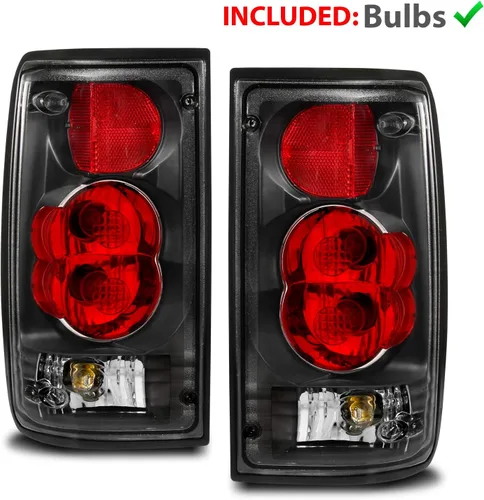 Miniatura 2 de AmeriLite para camioneta Toyota Pickup Hilux 1989-1995; juego de luces traseras de repuesto estilo Euro, color negro; par - lado del pasajero y lado